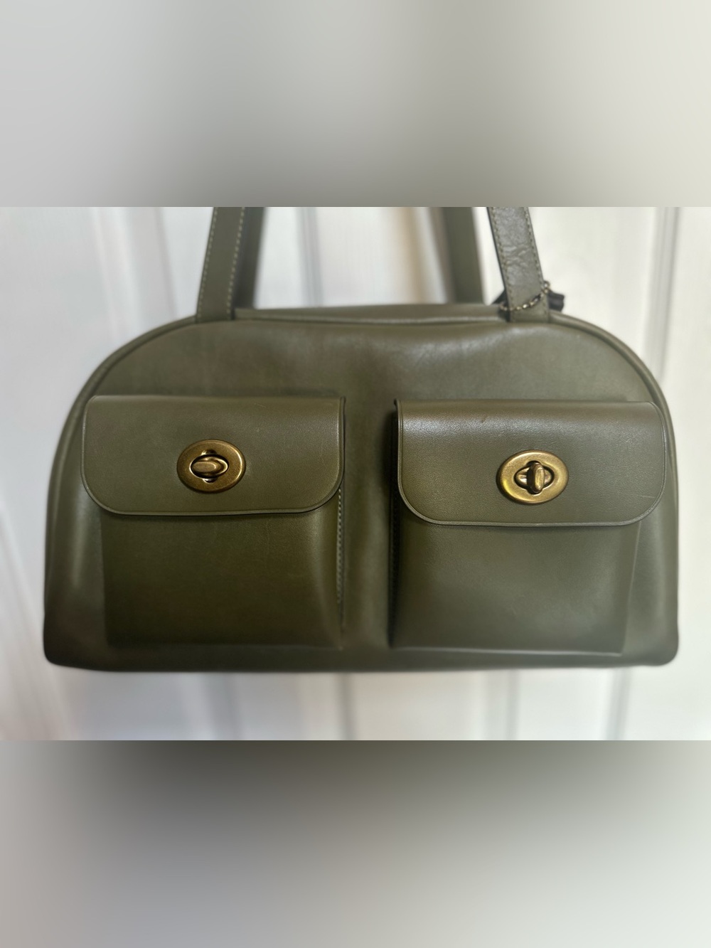 Coach Large Olive Twin Turnlock Shoulder Bag